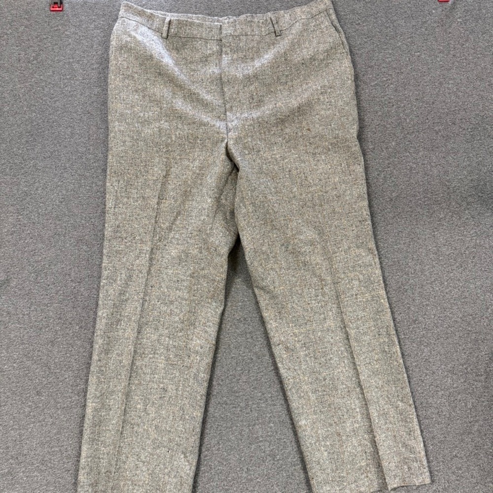 Vintage Unbranded Tweed Trousers Mens 40 Gray Good Windowpane Check Wool Blend